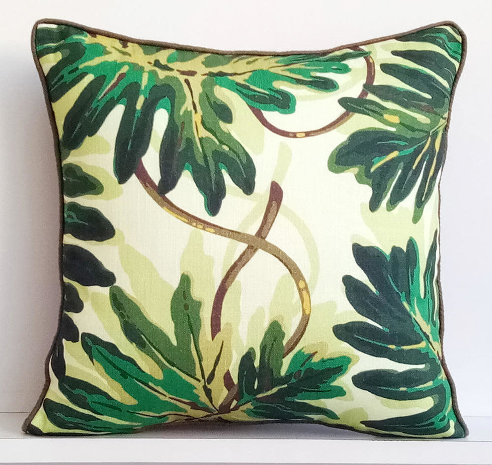Green Sofa Pillow Covers 20"x20" Sofa Pillow Covers, Cotton, Tropical Girl