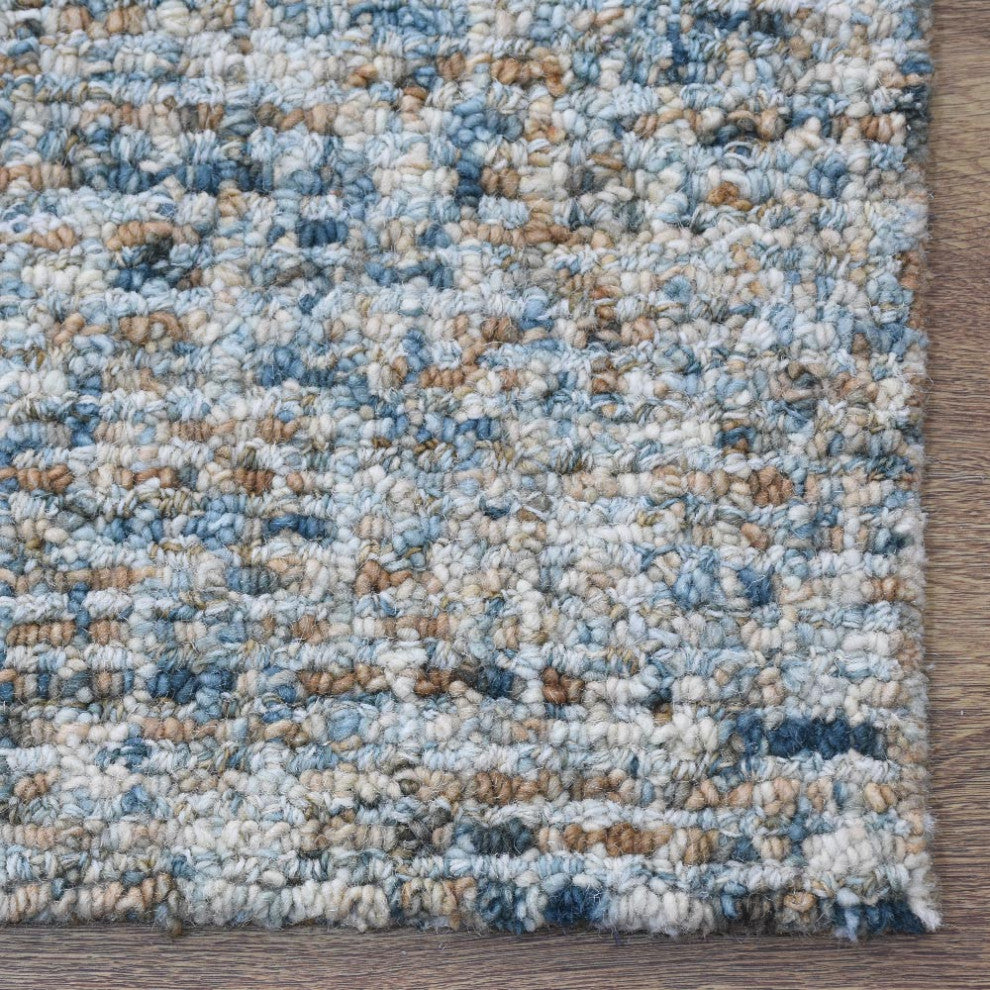HAND TUFTED WOOL ECO-FRIENDLY AREA RUGS - Runner,Blue Beige,Solid