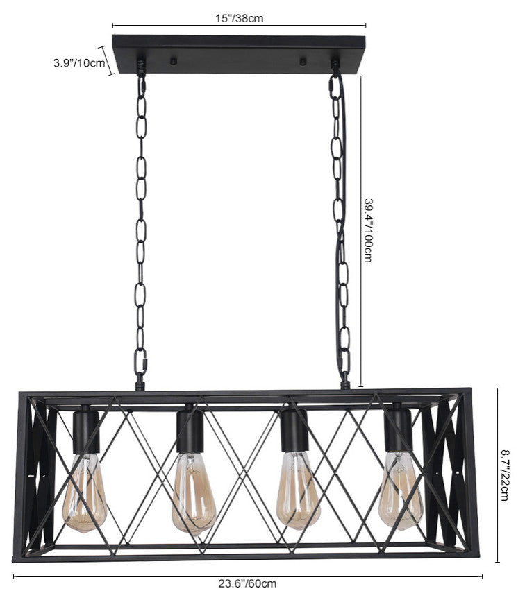 Modern 4-Light Rectangular Chandelier