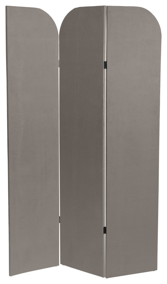 6 ft. Modern Arch Velvet Room Divider Charcoal 3 Panel
