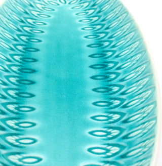Peacock Crackle-glazed Appetizer Platter, Lagoon
