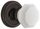 Classic Rosette Double Dummy Waldorf White Milk Glass Knob, Timeless Bronze