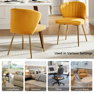 Luna Contemporary Side Chair With Tufted Back, Mustard