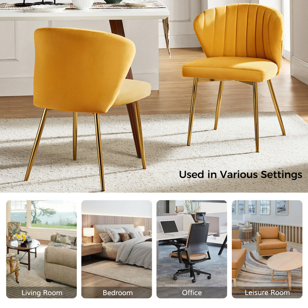 Luna Contemporary Side Chair With Tufted Back, Mustard