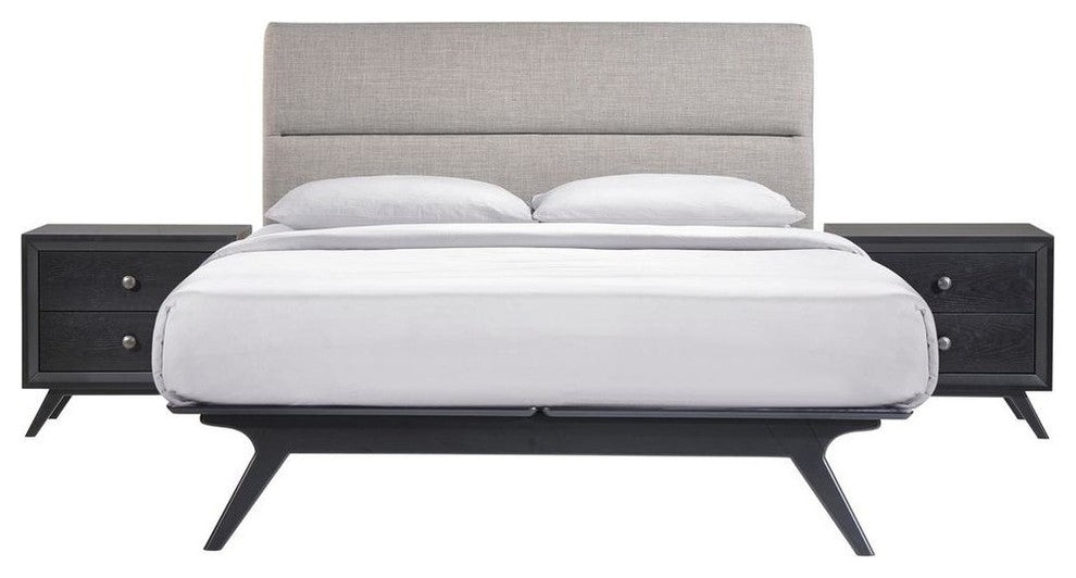 Modway Addison 3 Piece Queen Bedroom Set, Black Gray