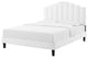 Platform Bed Frame, Queen Size, Velvet, White, Modern Contemporary, Bedroom