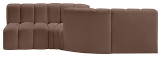 Arc Vegan Leather Upholstered 4-Pc. Facing Modular Sectional, Brown