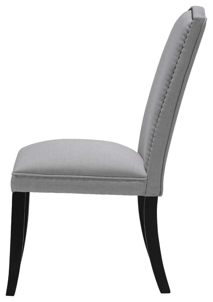 Cortesi Home Duomo Linen Crown Back Dining Chair, Set of 2, Stone Gray