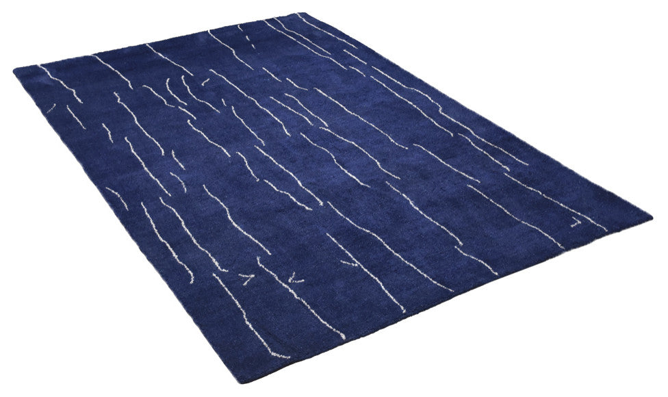 HAND KNOTTED LOOM SILK ECO-FRIENDLY RUGS-5'x8',Rectangle,Blue Beige,Contemporary
