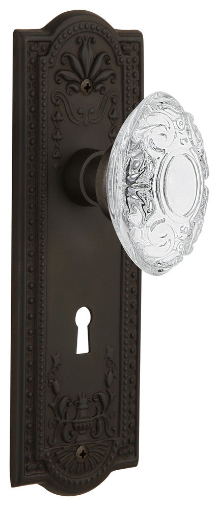Meadows Plate Double Dummy, Keyhole Crystal Victorian Knob, Oil-Rubbed Bronze