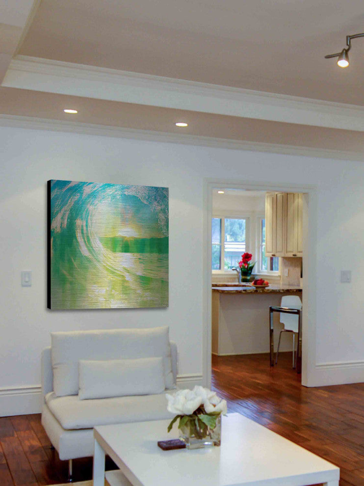 "Perfect Waves" UV Ink Print on Brushed  Aluminum, 32"x32"