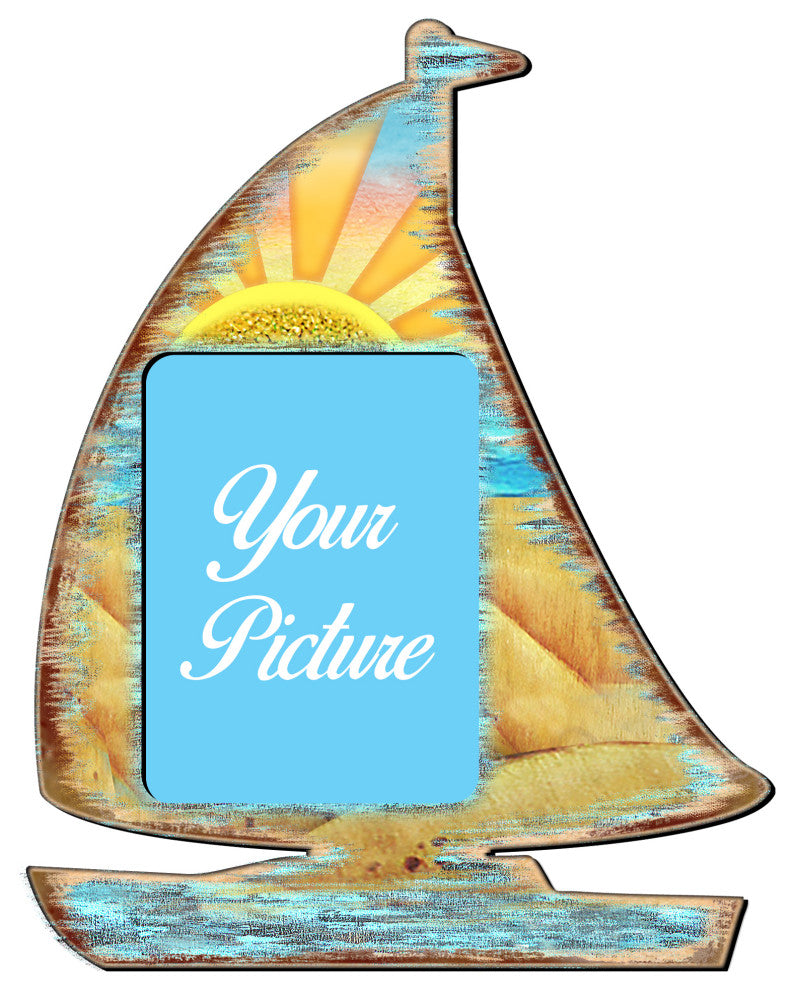Sailboat Picture Frame Ornament set of 2