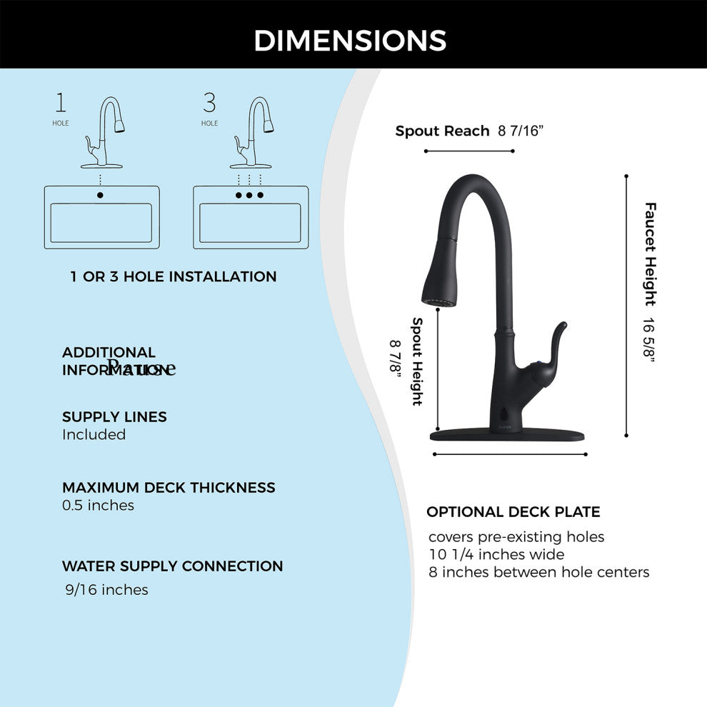 Single Handle Deck Mounted High Arc Pull Down Touchless Kitchen Faucet, Matte Bl