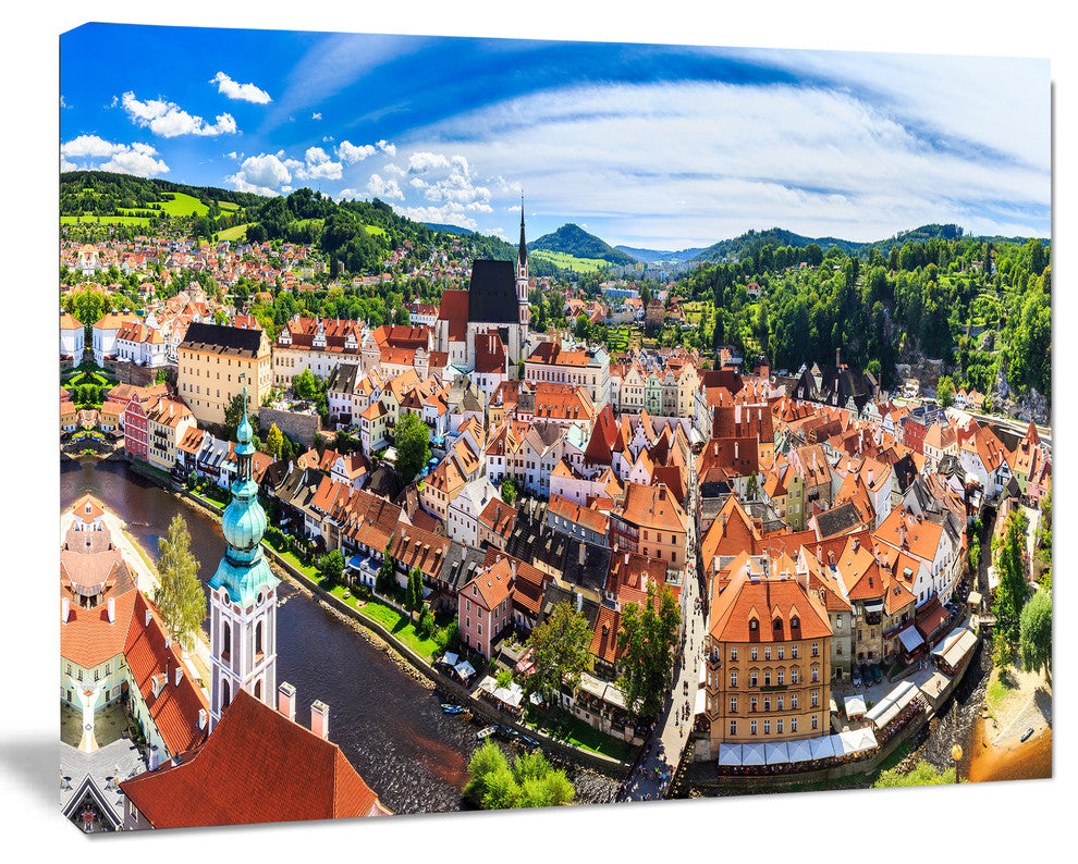 City Aerial View Panorama, Cityscape Canvas Art Print, 20"x12"