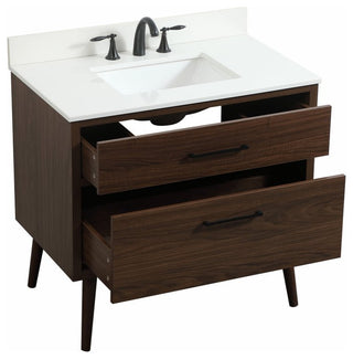 Bella 36" Midcentury Modern Walnut-Light Bathroom Vanity