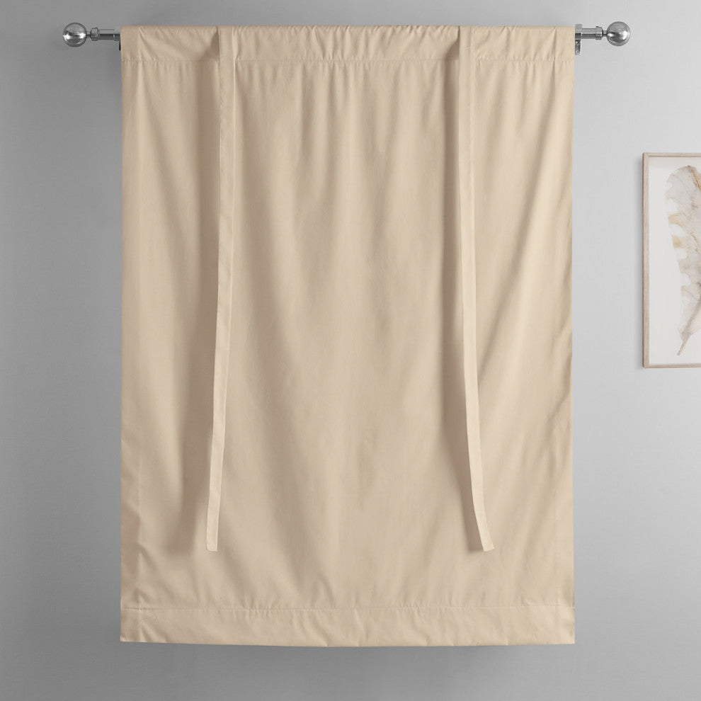 Solid Cotton Tie-Up Window Shade Panel, English Cream, 46x63