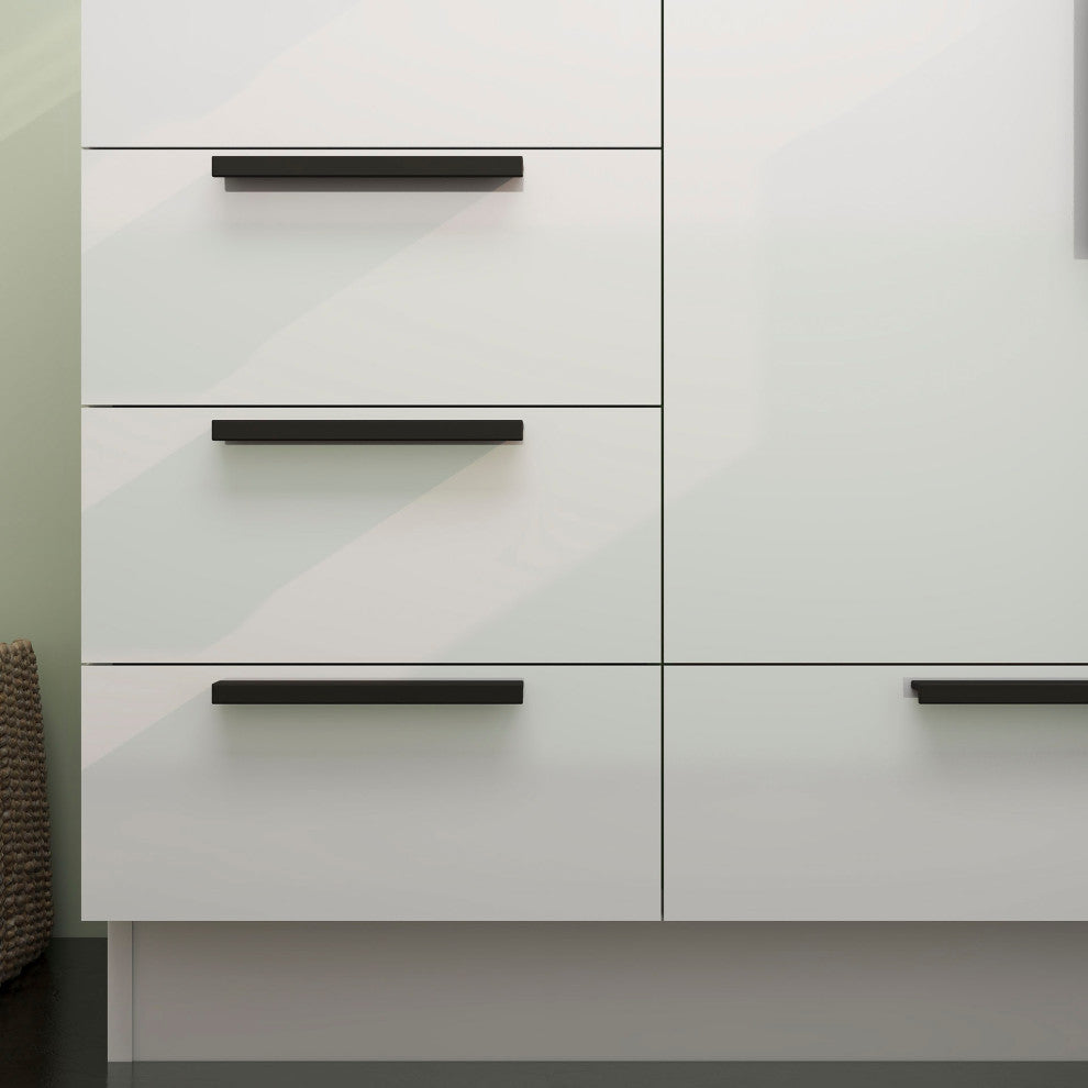 Carla 42" Freestanding Bathroom Vanity With Left Side Drawers, Gloss White