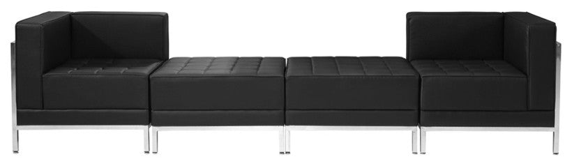 Hercules Imagination Series Black Leather 4 Piece Chair and Ottoman Set