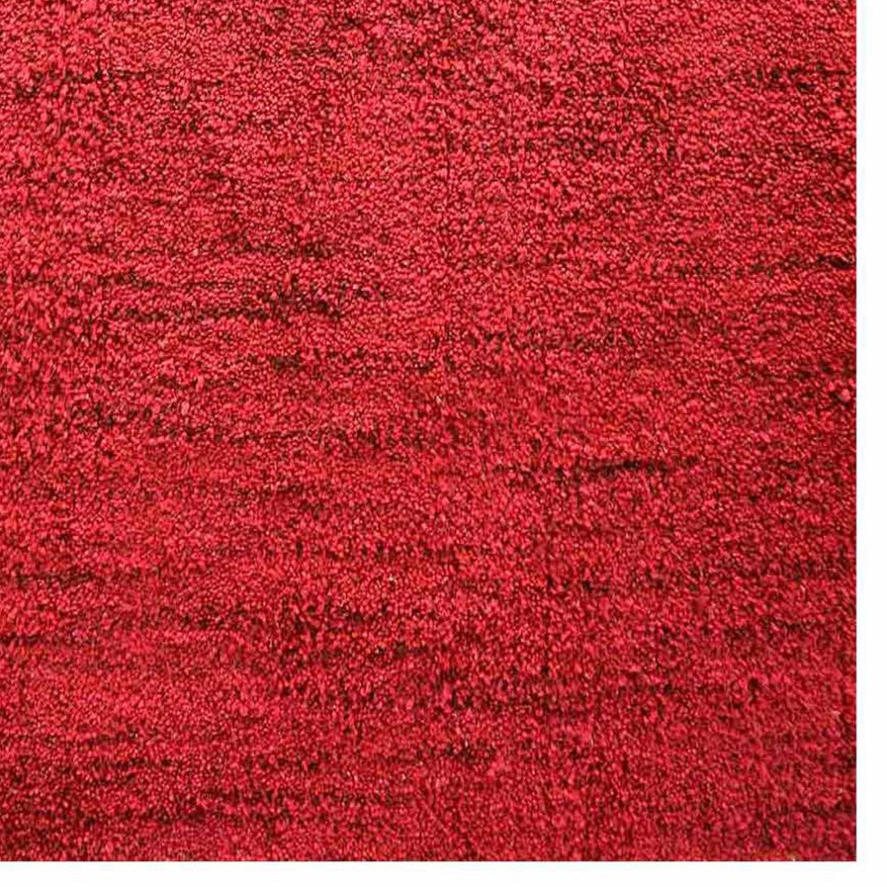Hand Knotted Loom Silk Mix Area Rug Solid Red