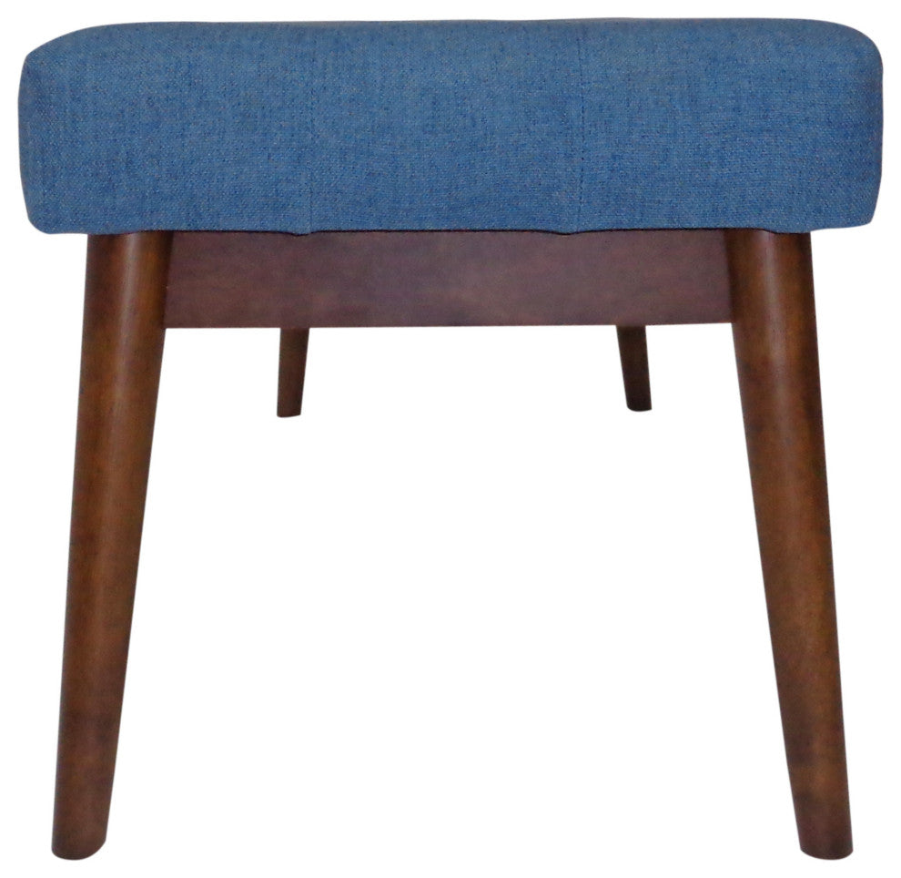 GDF Studio Flora Mid Century Tufted Fabric Ottoman, Blue