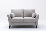 Damian Woven Fabric Loveseat, Light Gray