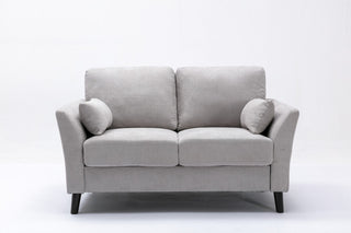 Damian Woven Fabric Loveseat, Light Gray