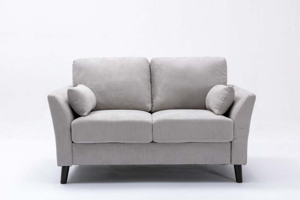 Damian Woven Fabric Loveseat, Light Gray