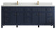 Sonoma 84 Double Sink Reeded Bath Vanity in Hale Navy Blue 2" White Quartz