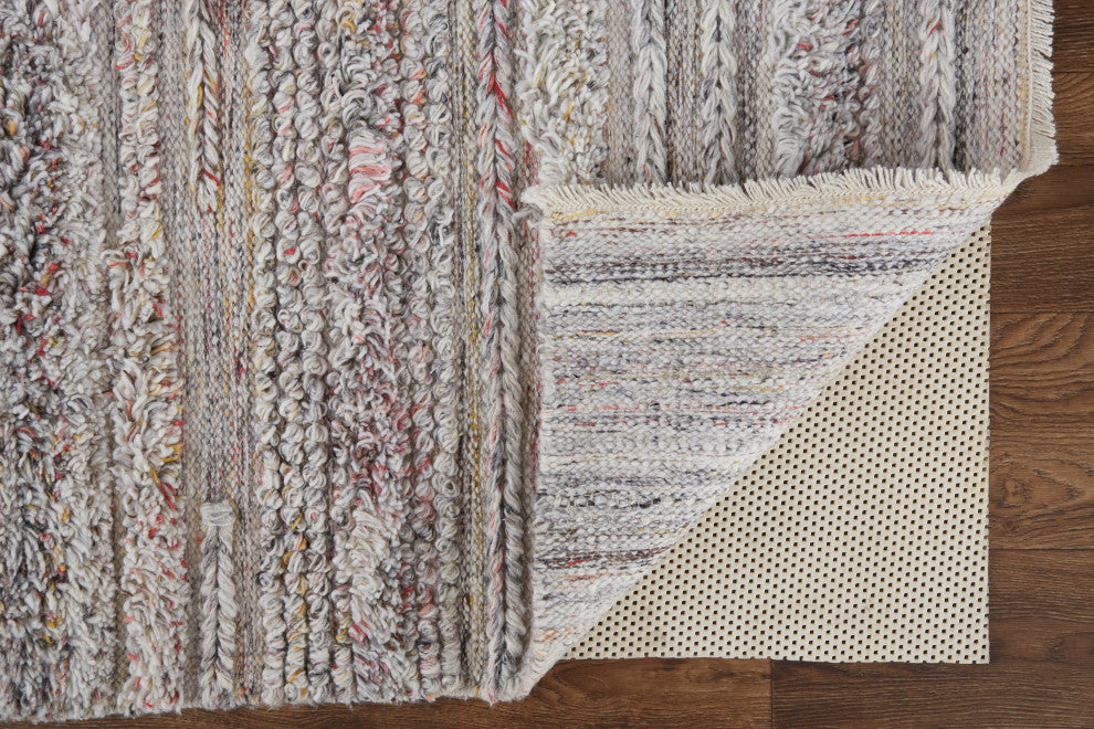 Weave & Wander Akton Shag Rug, Gray/Red/Yellow, 10ft x 14ft Rug