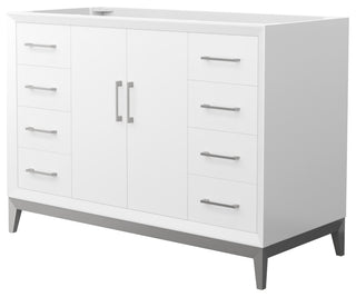 Amici 48" White Single Vanity, No Top, No Sink, Brushed Nickel Trim