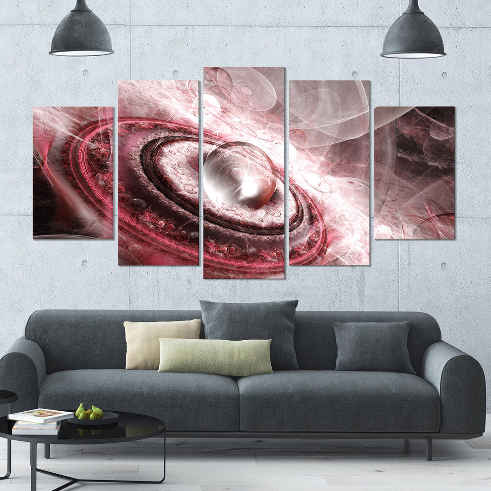 Crystal Rotating Flying Saucer, Large Floral Canvas Art Print, 60"x32", 5 Panels