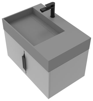 CastelloUSA Amazon 30" Right Wall Mounted Bathroom Vanity Set, Gray, Gray Top, Black Handles