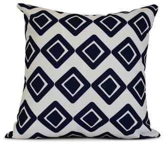 18x18", Geometric, Diamond Jive 1 Outdoor Pillow, Blue