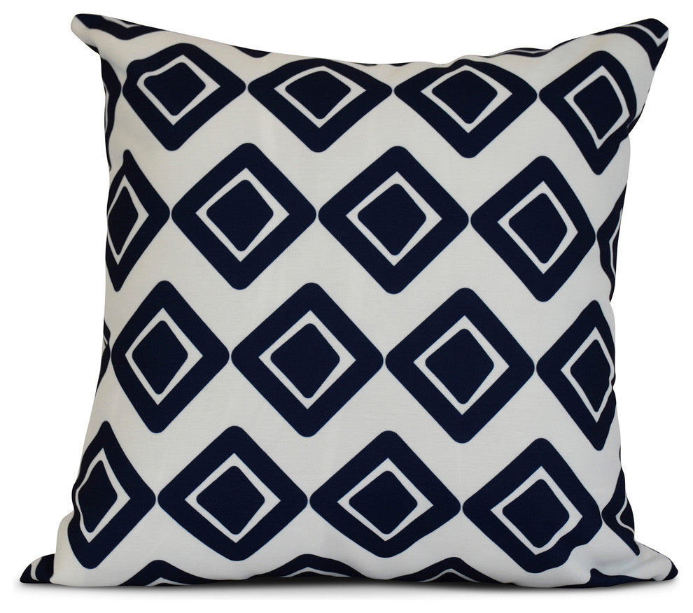 18x18", Geometric, Diamond Jive 1 Outdoor Pillow, Blue