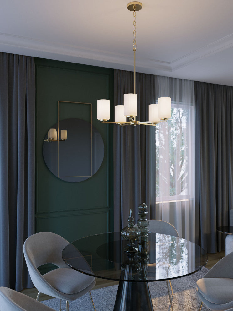 Leo 5-Light Med Base Chandelier, Light Antique Brass