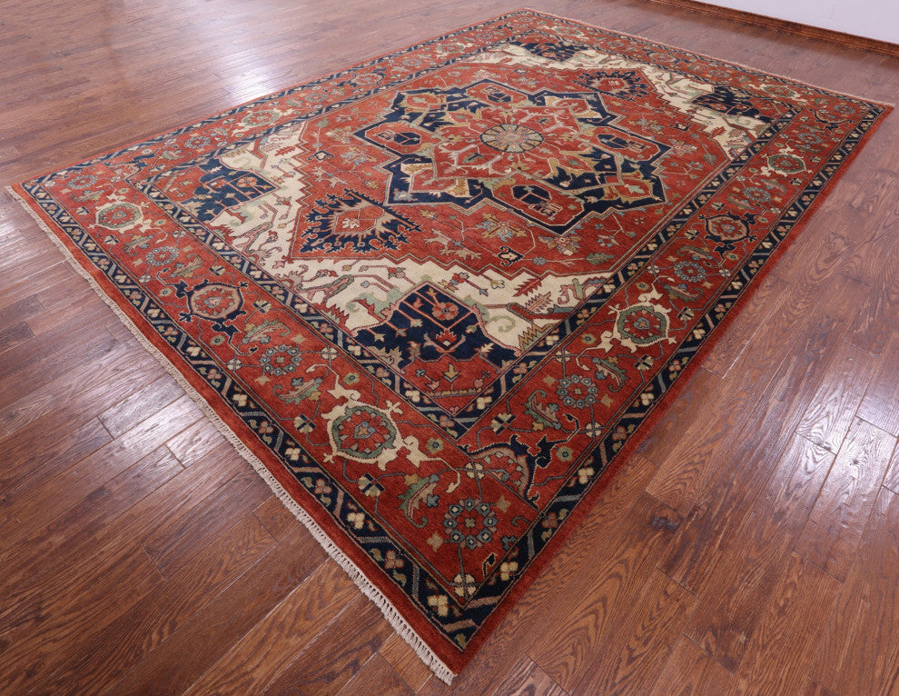 Heriz Serapi Handmade Wool Rug 9' 11" X 13' 11" - Q16006