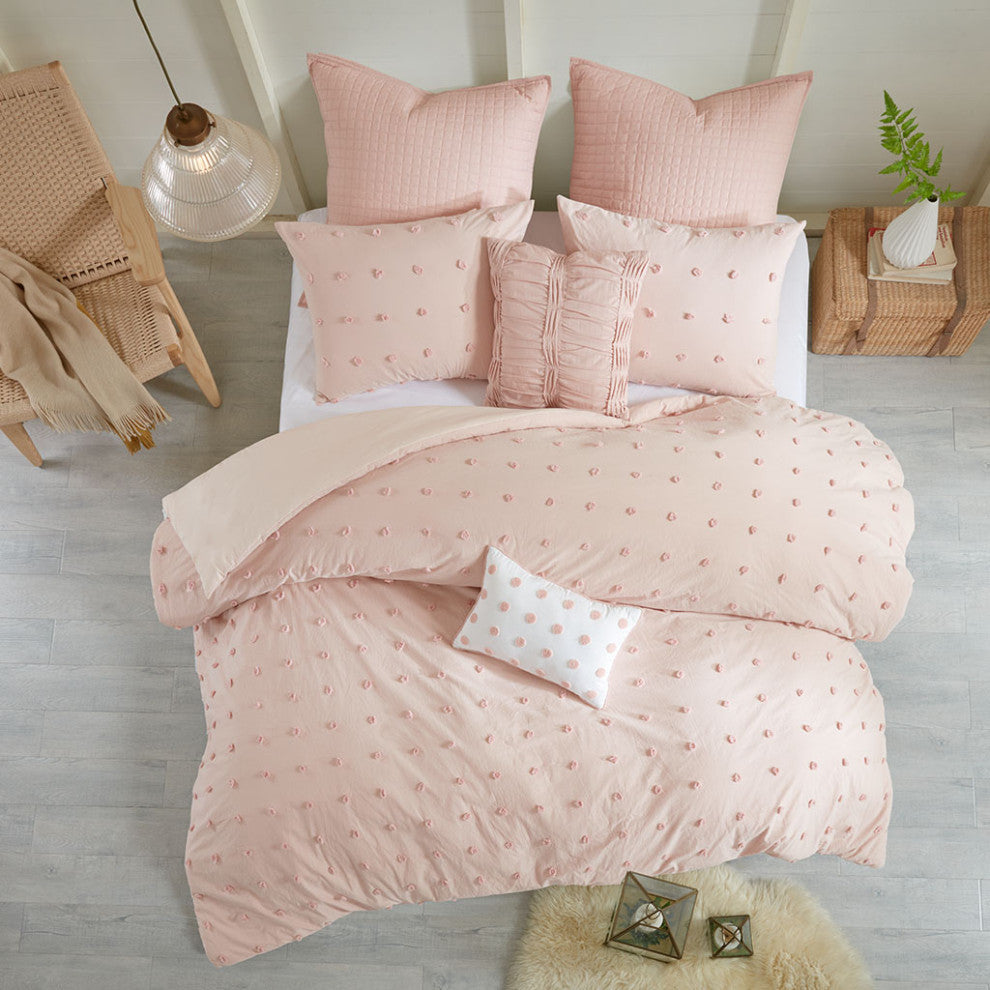 Urban Habitat Brooklyn Pom-Pom 7-Piece Duvet Cover Set, Pink