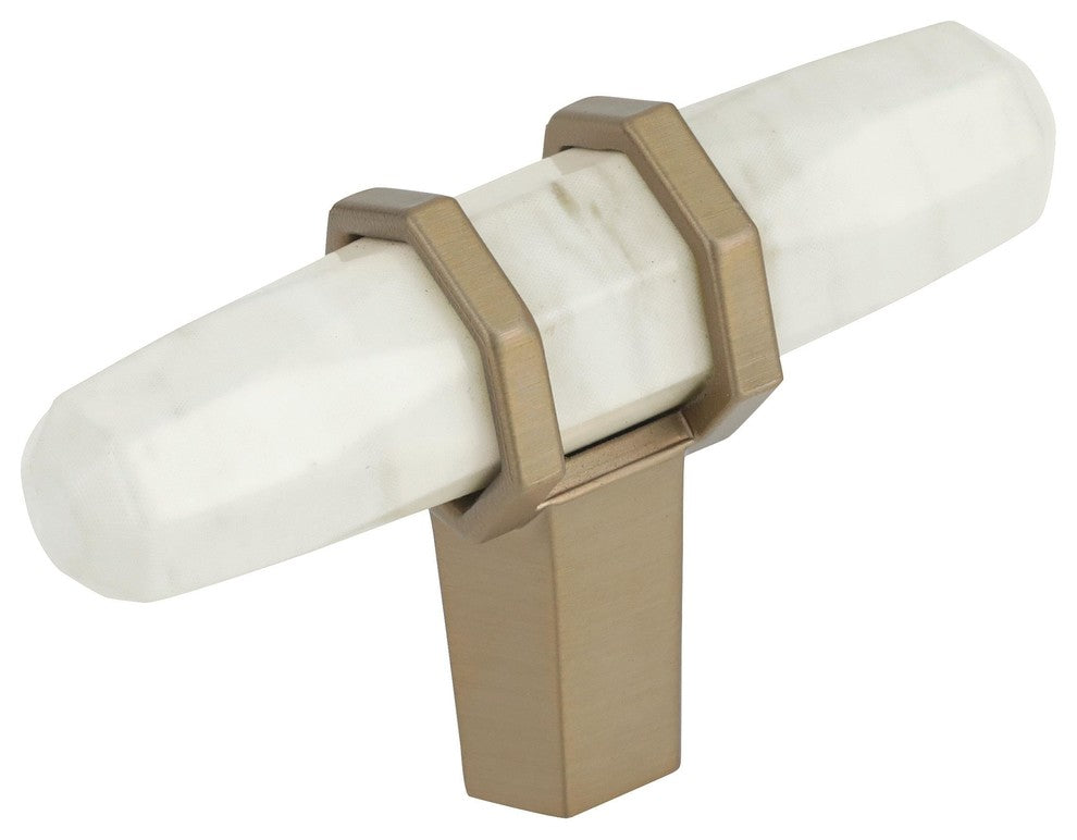 Carrione 2-1/2" Length Cabinet Knob, Marble White/Golden Champagneï¿½