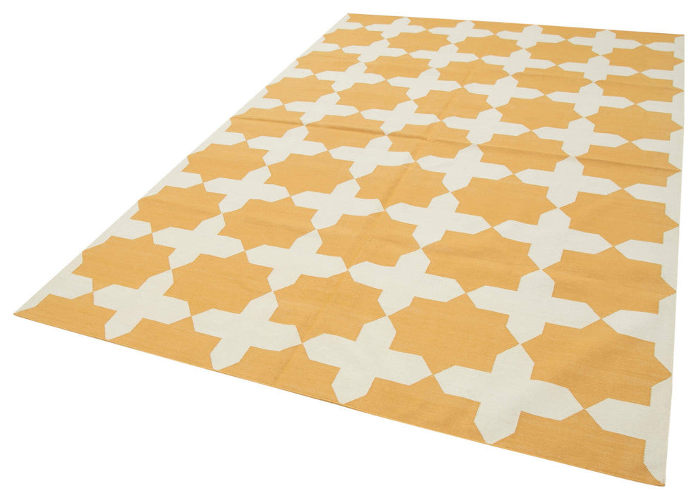 Rug N Carpet - Handmade Wool 6' 2'' x 8' 11'' Flatweave Dhurrie Kilim Rug