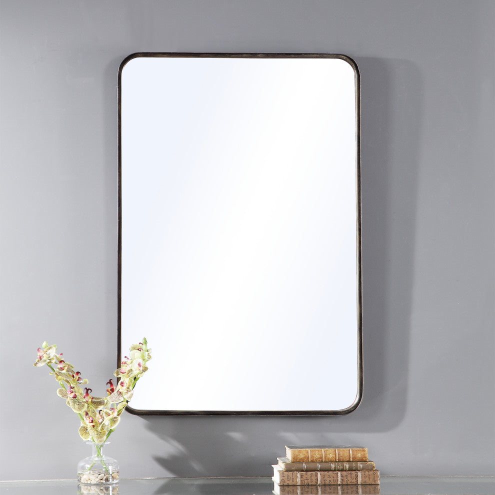 36" Industrial Bronze Metal Mirror