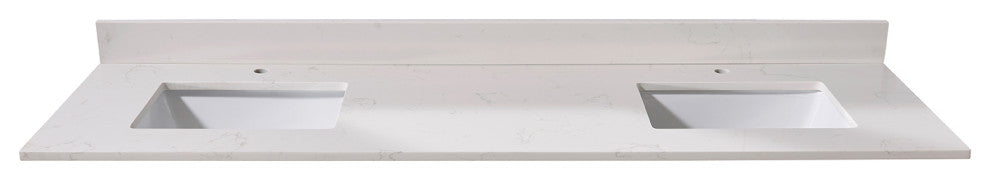 Belluno Composite Stone Vanity Top, Milano White With White Sinks, 73"