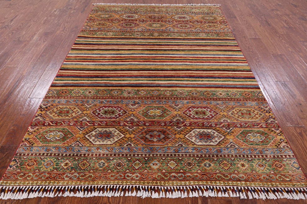 Super Kazak Khorjin Handmade Wool Rug 5' 10" X 8' 3" Q4889