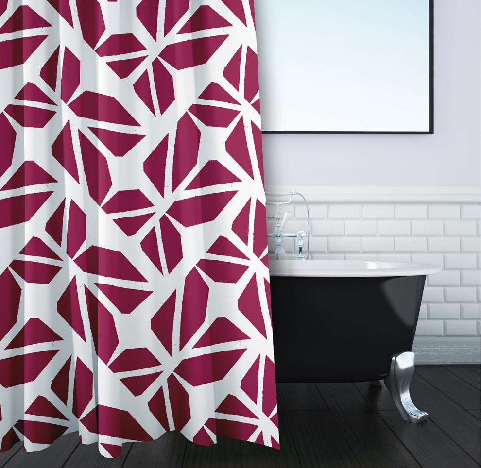 70"Wx73"L Kaleidoscope Graffiti Shower Curtain, Plum