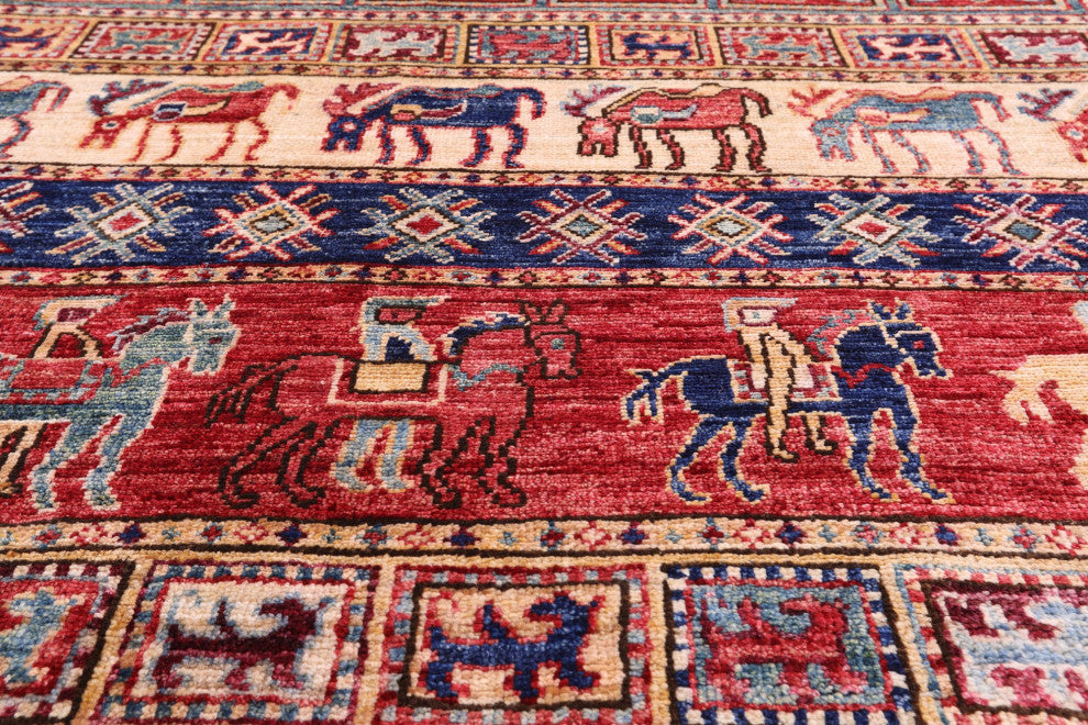 Antiqued Pazyryk Historical Design Handmade Wool Rug 8' 0" X 9' 7" Q7880