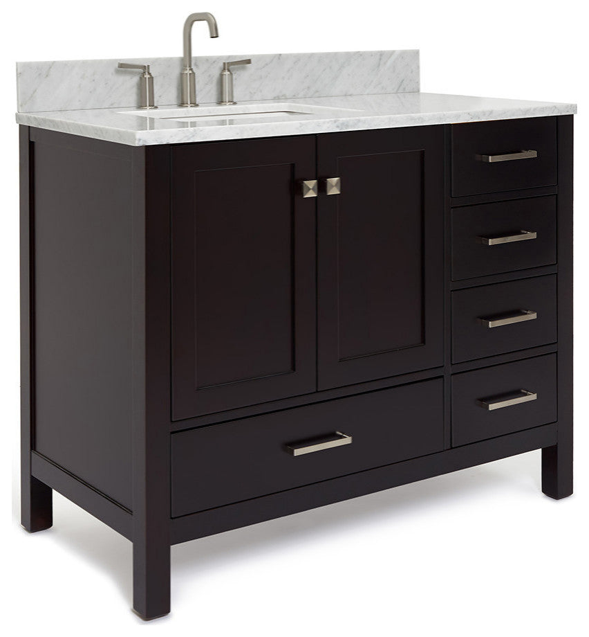 ARIEL Cambridge 43" Left Rectangle Sink Bath Vanity Carrara Marble