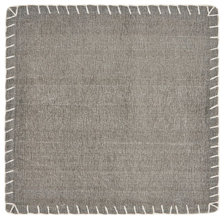 Embroidered Edge Square Place Mat, Gray