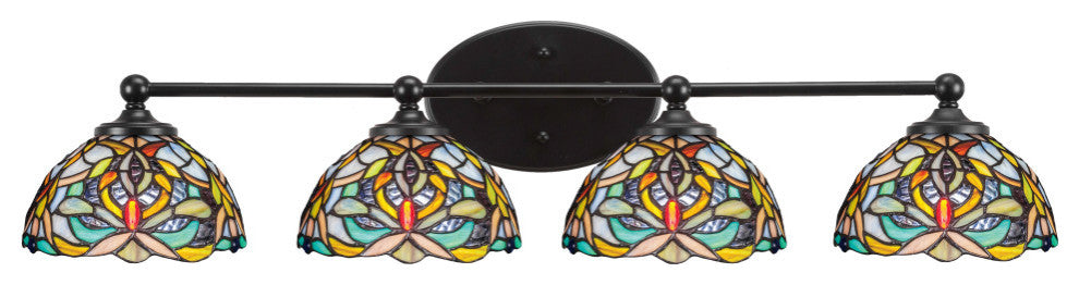 Capri 4-Light Bath Bar, Matte Black/Kaleidoscope Art