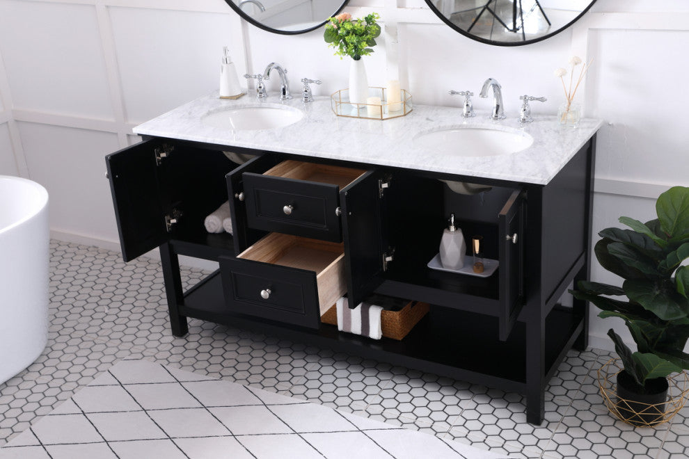 Home Living 60" Double Sink Bathroom Vanity Set, Black