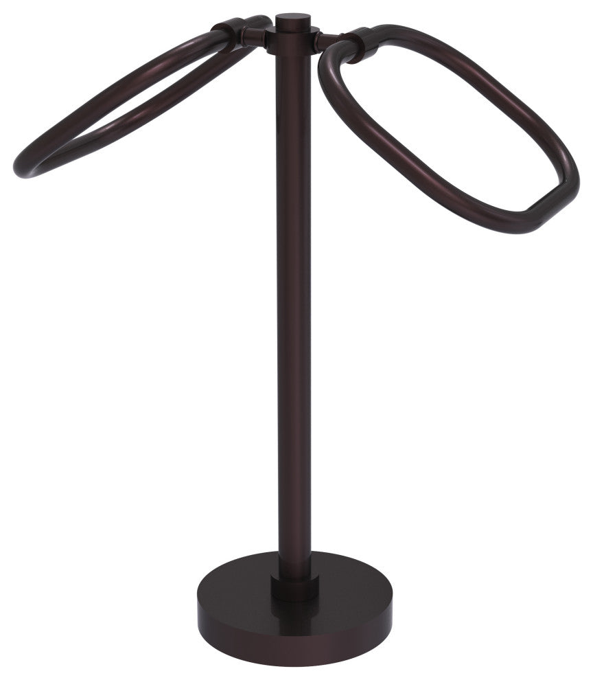 Two Ring Oval Guest Towel Holder, Antique Bronze