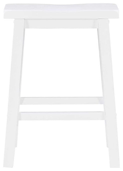 Linon Beamon 24" Sturdy Wood Backless Saddle Seat Counter Stool in Pure White